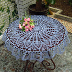 couvre table crocheté motif floral taille 70cm 80cm 90cm couleur beige clair noir traditionnel