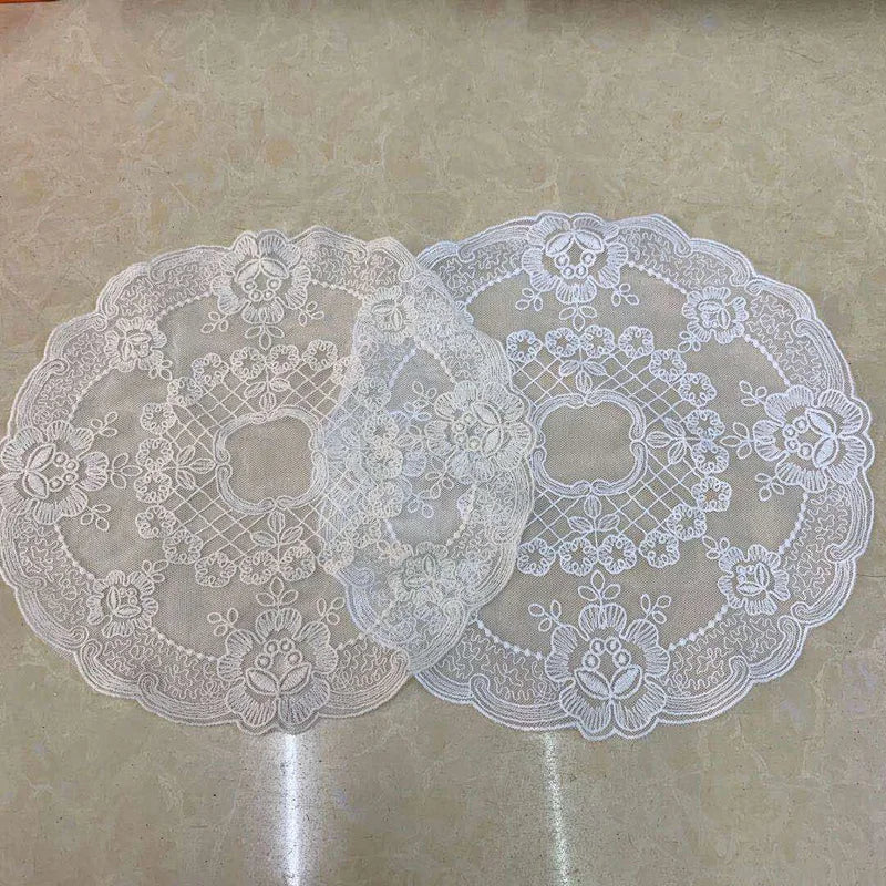 Napperon brodé sous-verre dentelle française blanc