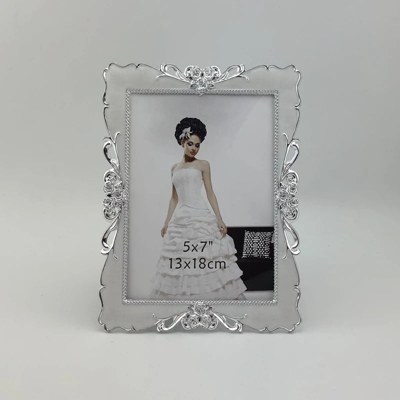 cadre photo argenté ornements floraux strass classique baroque 5x7 8x10 inches