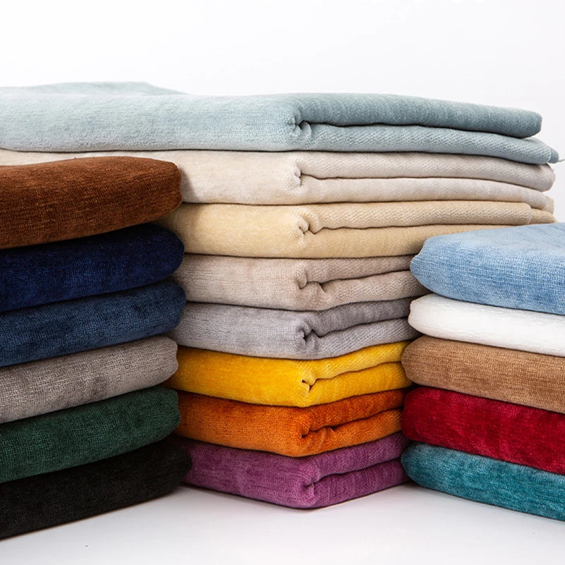 tissu chenille polyester résistant uni moderne bleu marron navy beige opacité 150cm abrasi