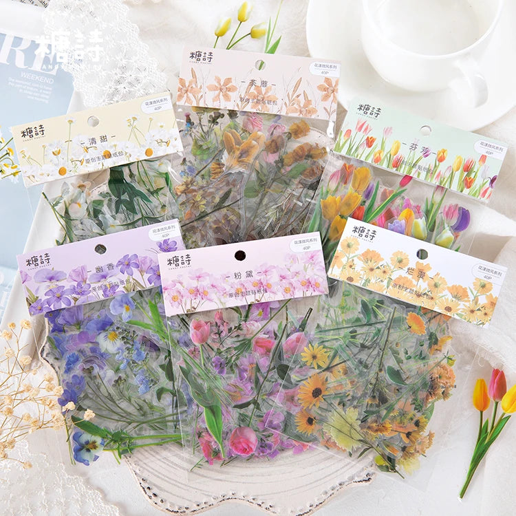 autocollants fleurs séchées diverses couleurs naturelles artisanal scrapbooking matériel décoration 40 pièces