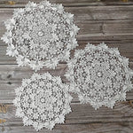 tapis table dentelle blanche moderne motifs floraux transparent round vintage rustic champetre