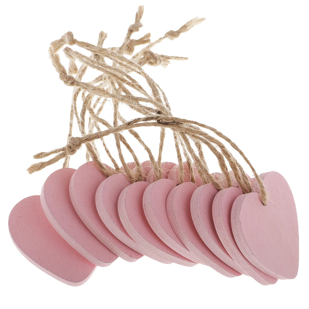 décoration murale coeurs bois blanc rose rouge simple rustique cordons jute