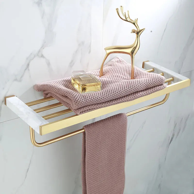 porte serviettes mural or marbre moderne double simple angle brosse wc