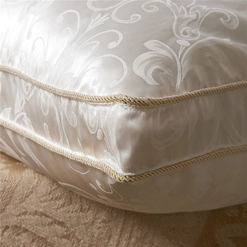 oreiller blanc floral doux coton soie cygnes élégant confortable été hiver