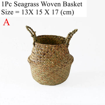 panier tissé osier pliable rangement stockage beige clair rustique naturel poignées corde