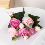 bouquet fleurs artificielles soie péonies modernes élégantes intérieur blanc rose vert