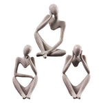 statuette moderne résine abstraction penseur gris doré décoration intérieure minimaliste maison ornement