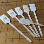 spatules bois gravées lettres mariage anniversaire minimaliste 100 pièces blanc opaques
