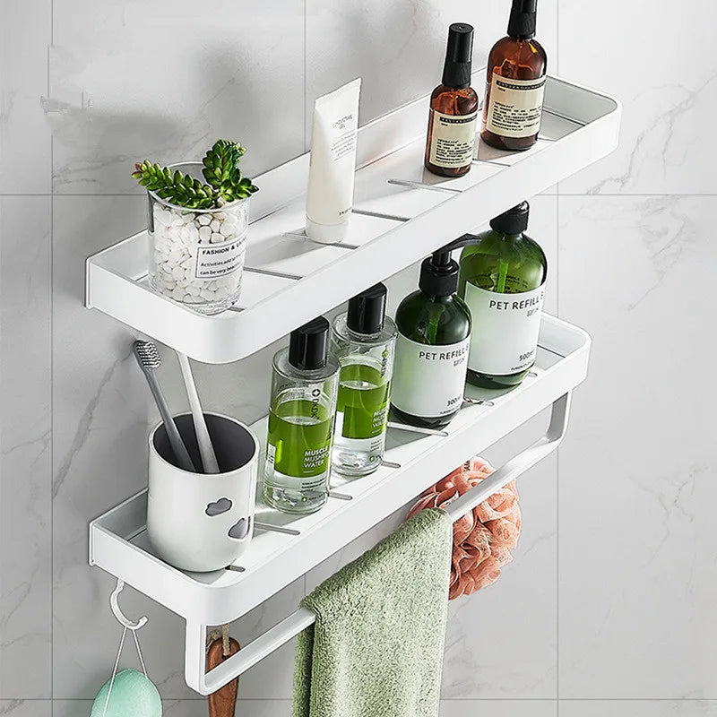 étagère murale aluminium blanc moderne minimaliste 30cm 40cm 50cm crochets fixée boulons plat lisse