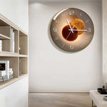 horloge murale moderne abstraite géométrique unique verre transparent aiguille quartz or gris bleu marine