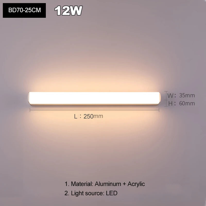 lampe salle bains éclairage blanc moderne fixe mur 220v led 55cm aluminium