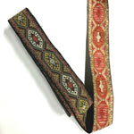 ruban gros grain motif géométrique ethnique noir beige rouge blanc 100% polyester 2cm 3.3cm
