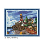 tableau point croix paysages maritimes motifs scéniques coton blanc peinture décoration maison cadeau enfants