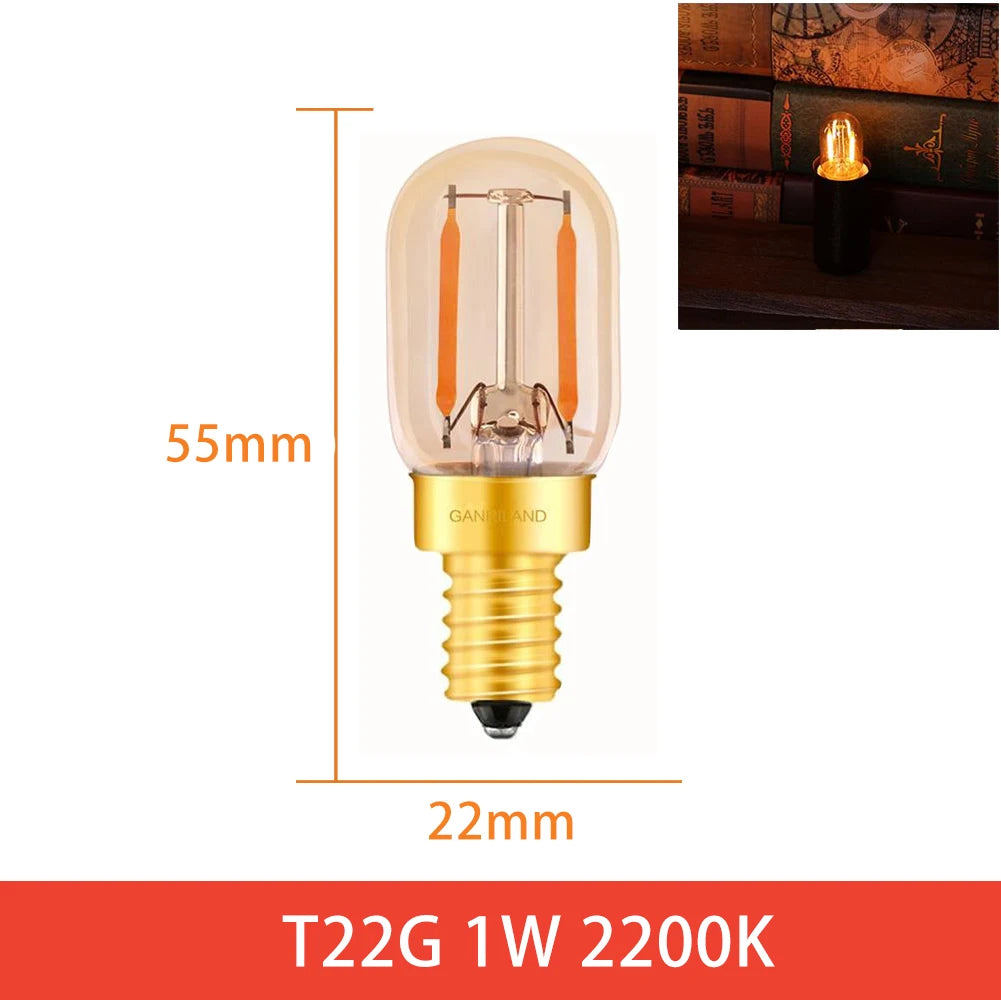ampoules led filament vintage transparentes dorées opalescentes e14 60 lumens 25000hrs