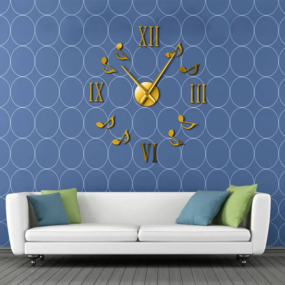 Horloge murale design notes de musique noire