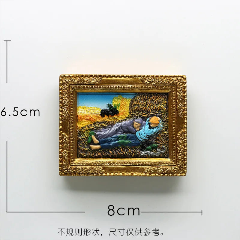 cadre photo or peinture van gogh art miniature aimants réfrigérateur nature morte starry sky