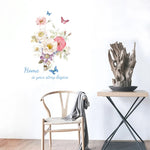 sticker mural fleurs multicolores papillons adhésif décoration maison salon chambre creative