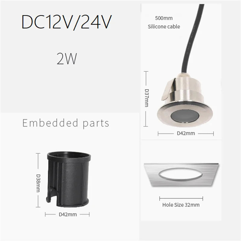 Spot LED jardin étanche IP68 noir argenté moderne câble 12V 24V RGB