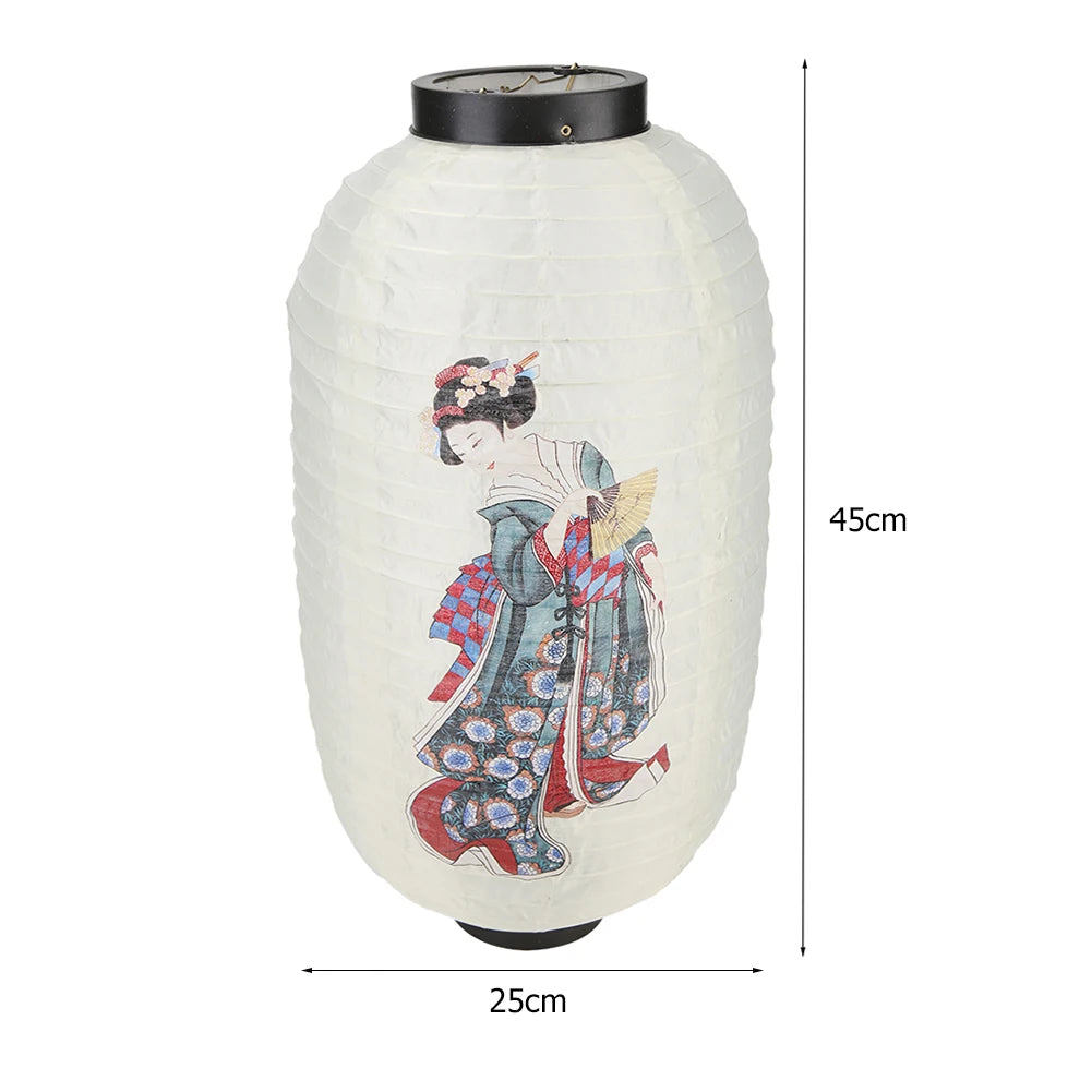lanterne japonaise traditionnelle fleurs cerisier blanc rose noire fete decoOpaque