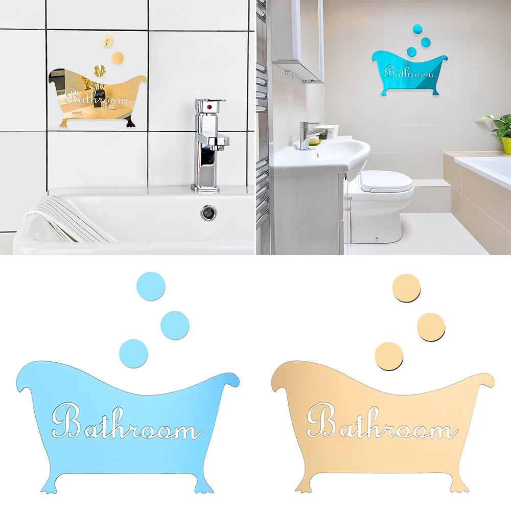 autocollant mural moderne baignoire bulles texte bathroom noir argent rouge doré bleu adhésif opaque