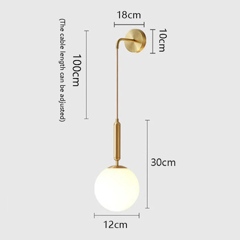 lampe murale moderne or blanc sphérique fixée éclairage chambre cuisine matériau fer led