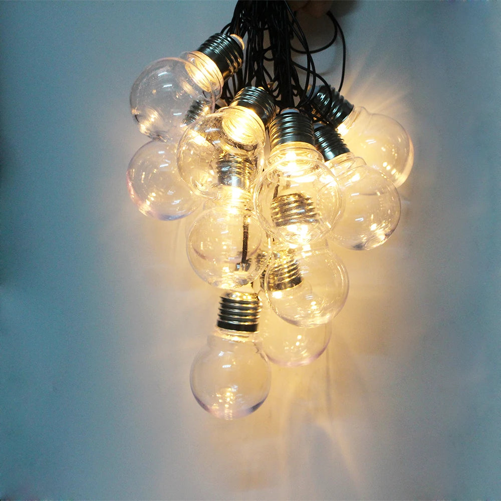 guirlande lumineuse transparente rondes vintages clips câble noir noël décoration mariage festive 220v led
