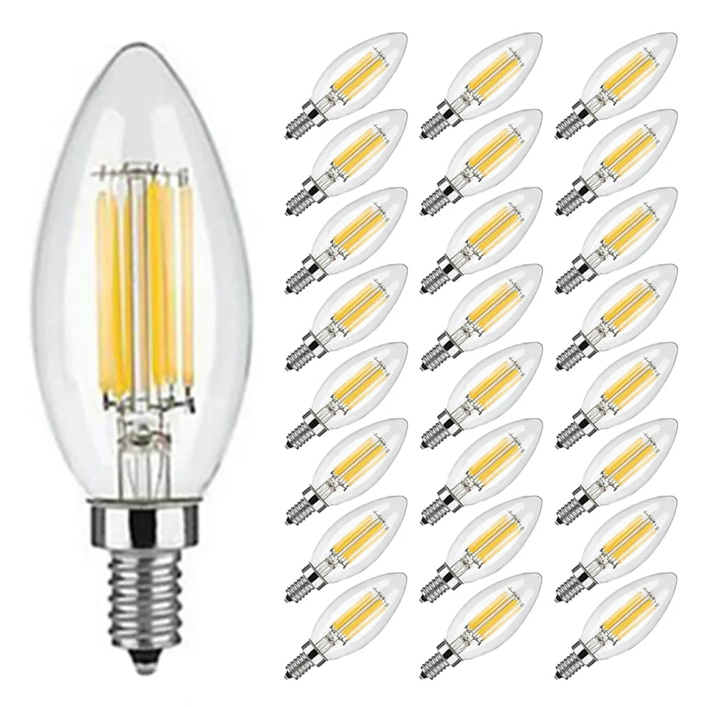 ampoule led filament doré effet bougie transparente vintage 360° blanc chaud 2700K