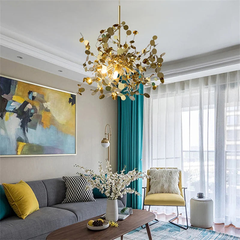 Suspension lumineuse moderne ornementale feuilles contemporain salon chambre