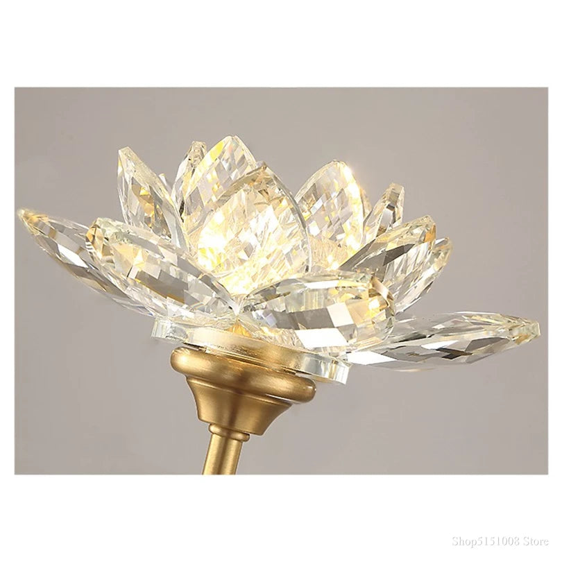 lampe murale or fleur lotus cristal moderne élégante entrée chambre coucher éclairage quotidien fixée