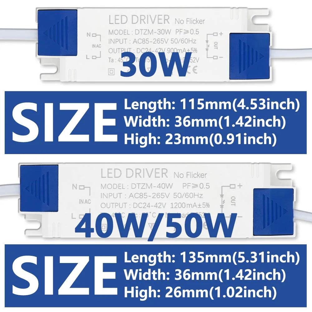 adaptateur alimentation led 10w 20w 30w 40w 50w transformateur éclairage dc2442v ac85265v panel spot