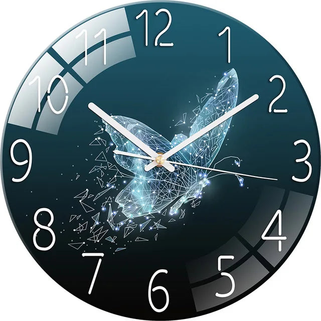 horloge murale moderne motif galactique bleu violet blanc quartz aiguille decoration intérieure unique visage