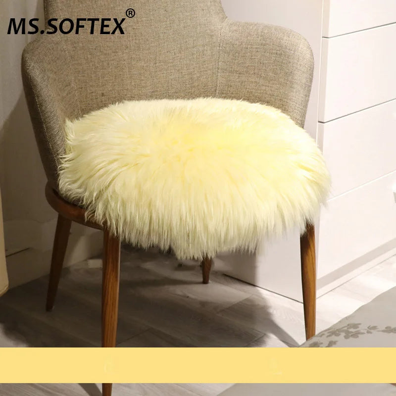 coussin chaise fourrure blanche moderne rond laine vraie anti décubitus blanc jaune marron rouge