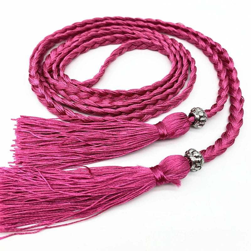 rubans tressés pompons métalliques 170cm 10cm blanc doré rose bleu violet vert rouge classiques