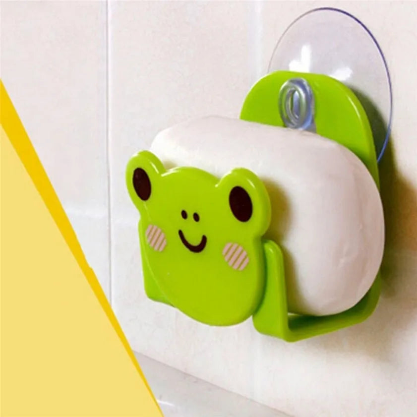 porte savon kawaii chat grenouille ours panda ventouse éponge poreuse mignon noir vert blanc