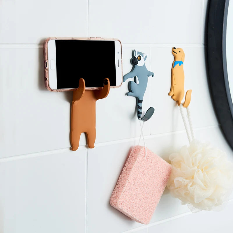 crochet mural adhésif silicone motif animal porte clés cuisine salle bain maison moderne