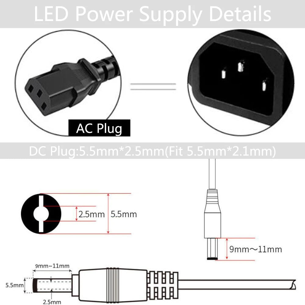 adaptateur secteur ac/dc 5v 2a 3a 6a 8a 10a plug us eu uk led