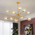 suspension lumineuse moderne or noir sphères transparentes scandinave