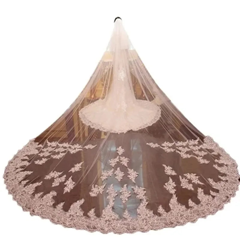 Voile mariée deux couches transparente broderie florale classique clips métalliques blanc crème écru