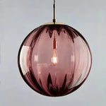 lumière suspendue verre texturé bleu rouge moderne minimaliste semi transparent filaire