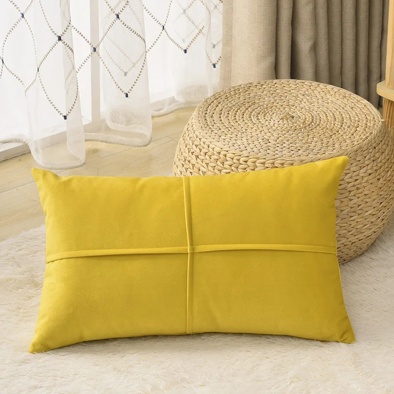 housse coussin velours décorative canapé salon moderne couleur unie simple