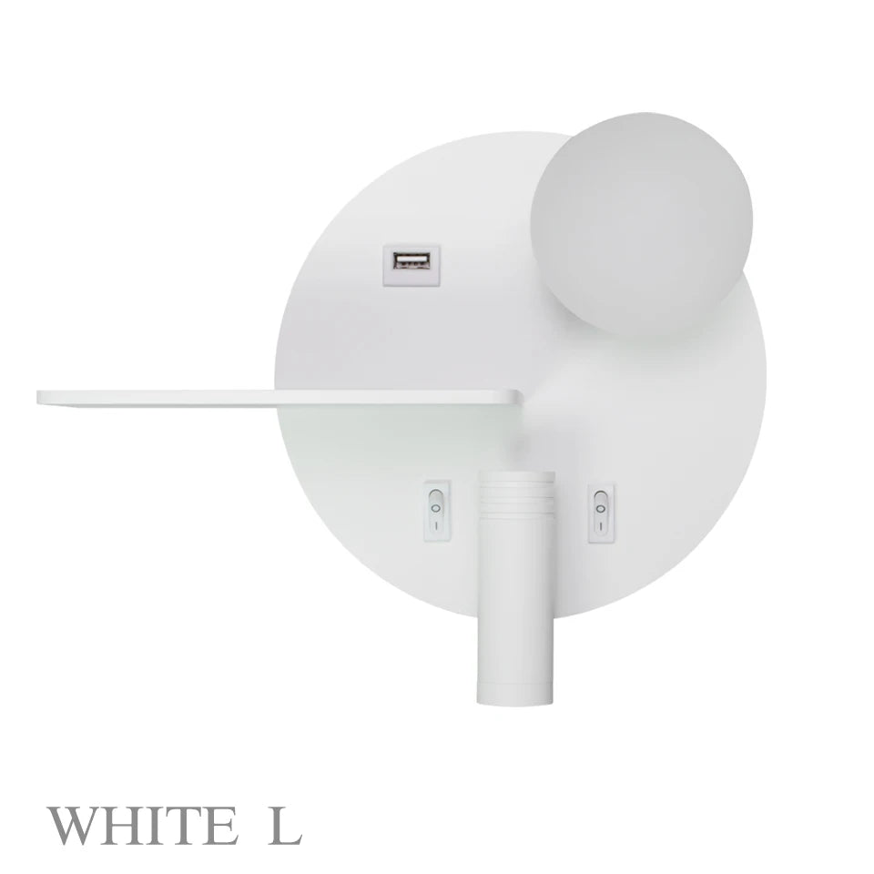 lampe murale moderne étagère usb blanc noir rose adjustable chambre salon