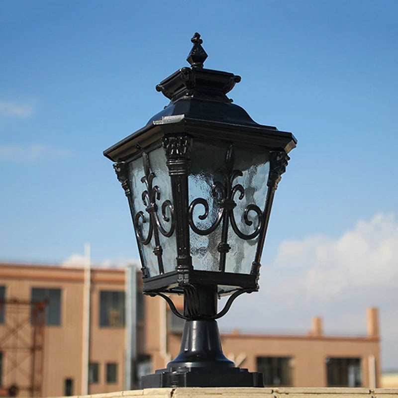 lampe rue or noir verre opalin classique vintage fleur lisextérieur éclairage public ip65 led