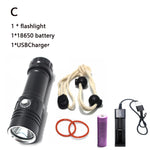 torche led rechargeable plongee camping 10w 6000lm 80m etanche noire