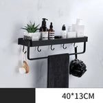 étagère salle bain double niveau murale alliage aluminium noir lisse moderne serviettes pots crèmes