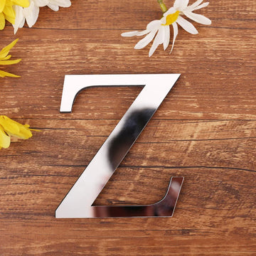 lettre acrylique miroir argentée autocollante décoration murale alphabet moderne fête mariage maison diy