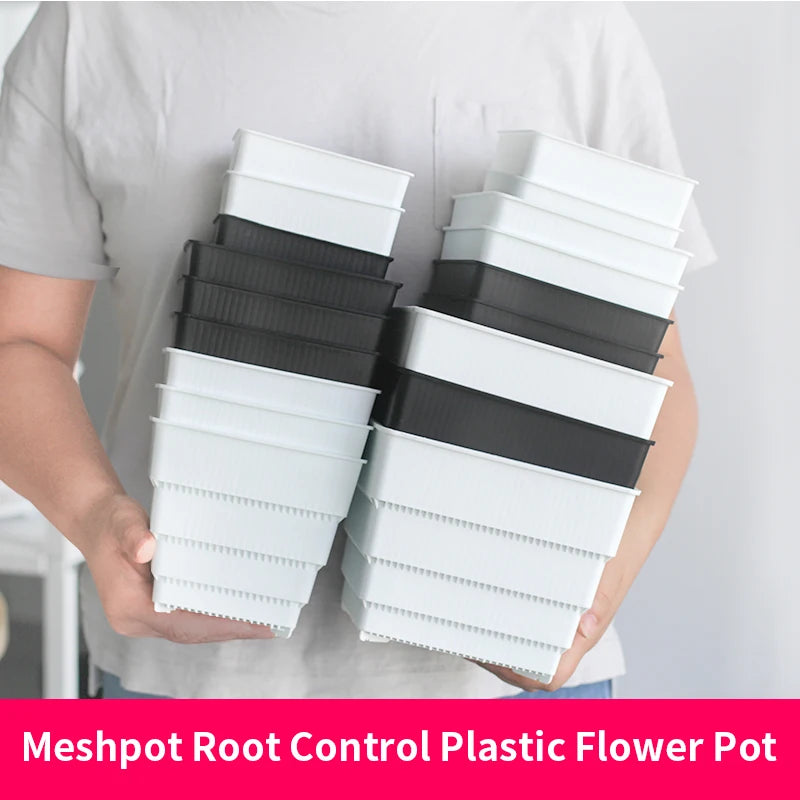 pot plante fleurs plastique blanc moderne grille aeration drainage succulentes cactus jardin intérieur extérieur