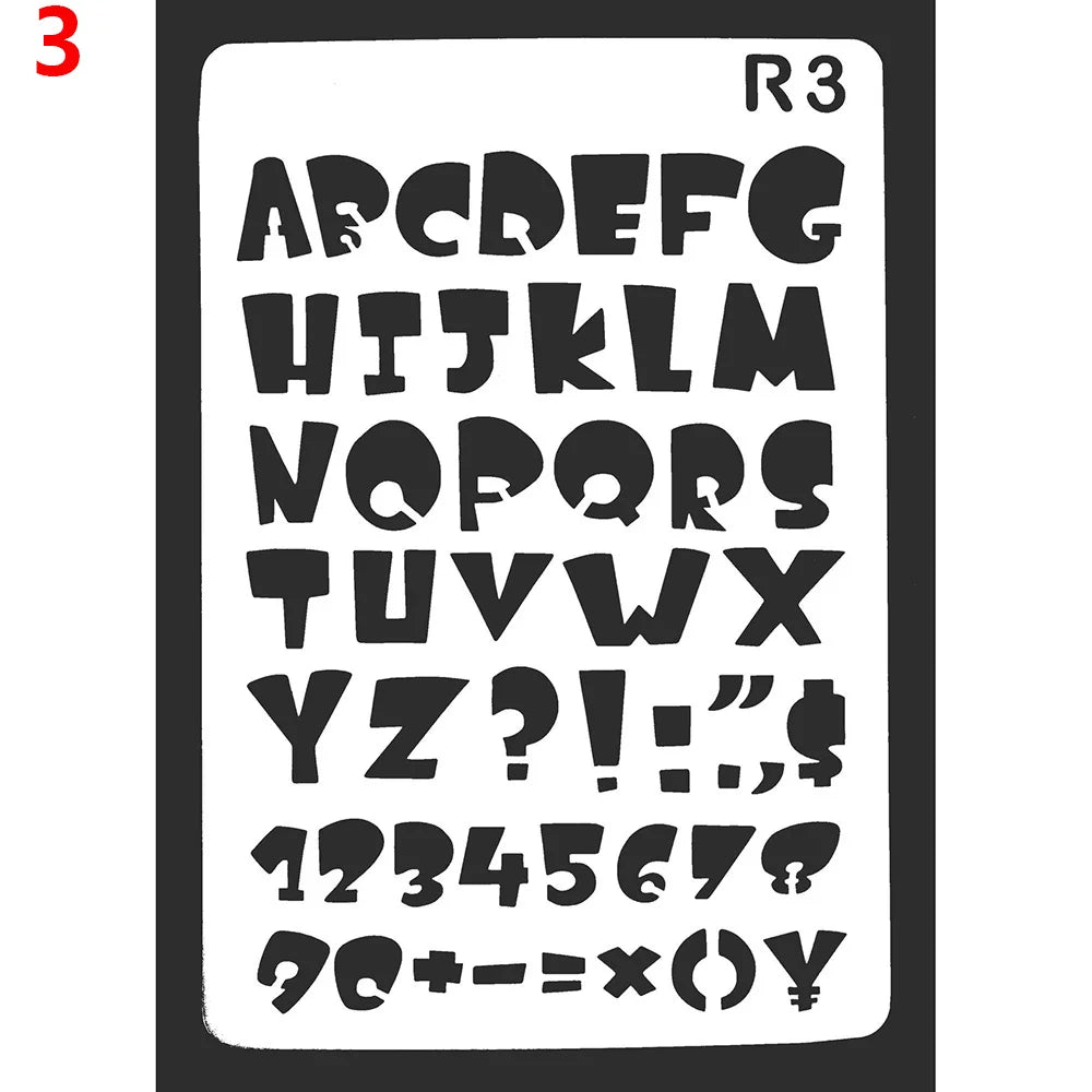 gabarits lettres gothiques adhésifs peinture murale stencil alphabet wall painting embossing opaque deco album