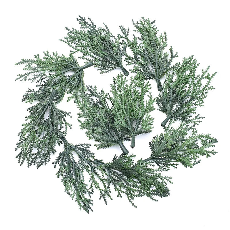 décoration noël arbres artificiels feuilles vertes naturelles extérieur scrapbooking 10 pièces