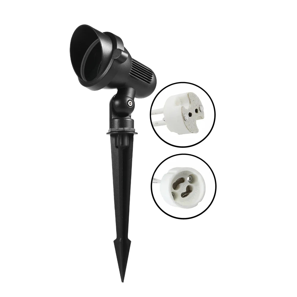 projecteur éclairage jardin extérieur led ip65 moderne noir fixe piquet cable prise murale remplacable